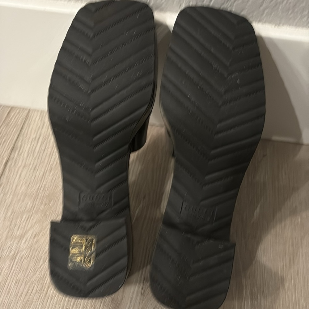 Gucci  black rubber logo platform  slides shoes Sz 38 EU /8 US New No box - Picture 9 of 13